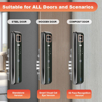 Kunci Pintu Digital Biometrik Sidik Jari 3D Pengenal Wajah Kamera Pintar untuk Pintu Kayu, Aplikasi Wishome, Harga Pabrik