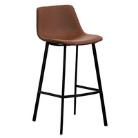 Tabouret de bar moderne UET1102 en cuir PU avec dossier incurvé et repose-pieds, structure en fer thermolaqué