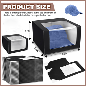Mũ Bóng Chày Lưu Trữ An Toàn Đen Toned Giấy Gấp Hat Tổ Chức Rõ Ràng Hiển Thị Quà Tặng Trường Hợp Hình Chữ Nhật Kraft Hộp Với Cửa Sổ - Product Image 3