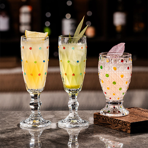 Verre à cocktail en relief de style <span class=keywords><strong>français</strong></span> en gros, verre à whisky en diamant à pois colorés, verre à vin doux pour fête - Product Image 4