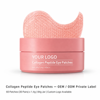 Patchs pour les yeux au collagène et aux peptides, 60 pièces en pot, hydratants, anti-rides, anti-cernes, anti-poches, marque privée, OEM, logo personnalisé, vente en gros