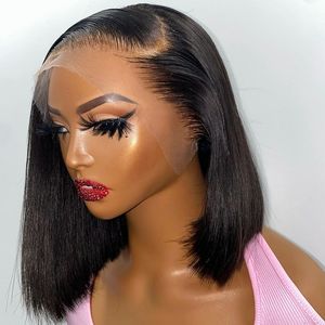 Perruques sans colle <span class=keywords><strong>cheveux</strong></span> humains perruques courtes Bob dentelle frontale <span class=keywords><strong>coupe</strong></span> lutin 13x4 Hd dentelle frontale droite pour femmes noires - Product Image 1