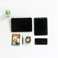1 Juego de Mini Juguete Incluye Teléfono Portátil y Pad Dollhouse Metal Notebook Computer Technology Set BJD Elf Doll