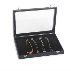 Vòng màu đen Vòng Cổ Vòng đeo tay Hiển thị trường hợp với <span class=keywords><strong>Glass</strong></span> Bìa Elegant Jewelry container bao bì hộp - Product Image 4