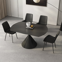 Ensemble table et chaises de restaurant nordique de luxe avec plateau en dalle de roche, écologique, imperméable, structure métallique robuste, table de salle à manger commerciale
