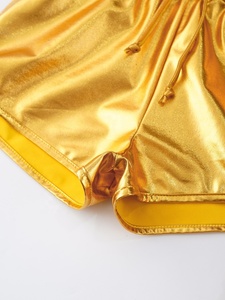 Shorts de danse métalliques brillants pour filles (3-12 ans) – Tenue d'entraînement plissée avec cordon de serrage à la taille pour la scène et la gymnastique (personnalisable) - Product Image 4