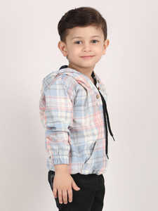 Chaqueta con Capucha a Cuadros Pastel para Niños con Cierre Frontal y Pantalones Negros, Conjunto Casual y Ligero para Niños Pequeños - Product Image 3
