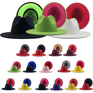 Sombreros <span class=keywords><strong>Fedora</strong></span> de lana de dos tonos para mujer, sombreros <span class=keywords><strong>Fedora</strong></span> de MOTE-ZA27 de alta calidad, ala ancha, blanco y negro, venta al por mayor, 2022 - Product Image 1