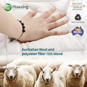 Home collection Courtepointes certifiées de marque en laine Anti-allergie-Régule la température blanc matelassé Couette en laine australienne 100%