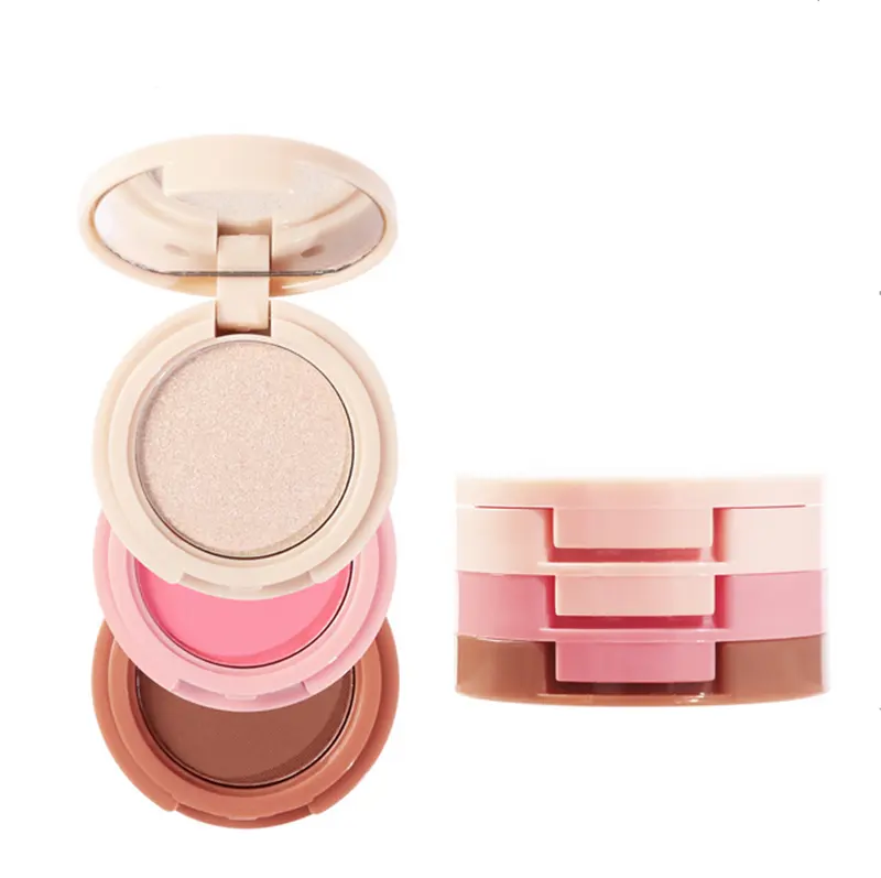 Handa iyan 3 In 1 Highlighter Blush Palette Pearly Blush Shiny Lidschatten Makeup Palette