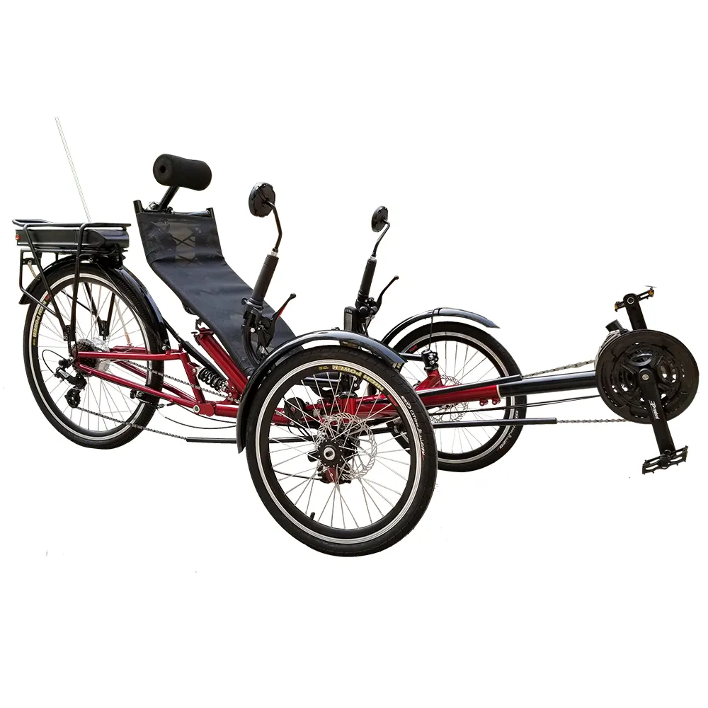 Freno de disco de marco de acero al carbono para una persona, triciclo reclinado eléctrico de moda rápida, suministro directo de fábrica