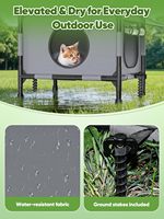 Maison pour chat d'extérieur moderne Rywell, surélevée à 2 niveaux, avec auvent, plateforme surélevée multi-niveaux, tissu Oxford respirant, coussin réversible pour