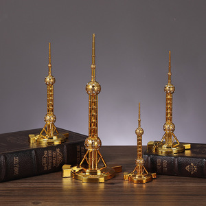 Ornement Tour Perle Orientale Dorée Maître Gu en Alliage Métallique, Décoration Maison et Bureau, Cadeau Souvenir, Modèle - Product Image 2