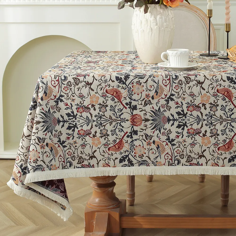 Taplak meja rumah pertanian linen persegi panjang, taplak meja kain dekorasi tahan keriput lembut tahan air dan menyusut
