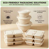 Snelle verzending bulk 900ml plantaardige maaltijdvoorbereidingsdoos biologisch afbreekbaar magnetronbestendig lunchbox met deksel