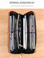 Dompet Koin Tipis Ramah Lingkungan dari PU Cork dengan Cetakan Bunga Kayu Vintage, Tas Uang Cork Portabel, Dompet Wanita dengan Resleting Panjang, Dompet Fashion