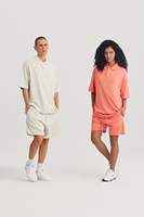 OEM/ODM fabrikant op maat gemaakte 280gsm zware katoenen poloshortset heren 2-delige pak