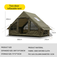Carpa Familiar Portátil para 4 Estaciones, Impermeable de PVC, Oxford 300D, Techo Inflable Elegante, Montaje Automático, para 3-6 Personas, para Exteriores