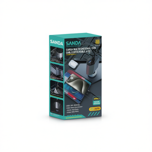 Cargador de coche multifuncional Sanda 4 en 1 con cable extensible para dispositivos móviles - Product Image 1