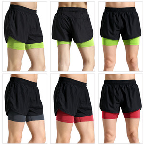 Short de sport d'été de haute qualité Logo personnalisé Double couche couleur assortie Fitness course et short de sport respirant pour hommes - Product Image 3