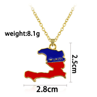 Collier pendentif carte de l'Haïti, couleur or, pour homme et femme, bijoux carte du pays, cadeau République d'Haïti