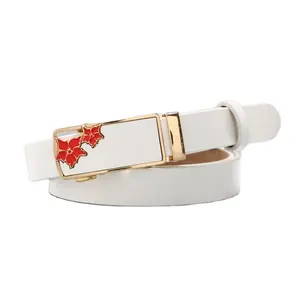 Fashion ladies Full Grain Cowhide leather Automatic Buckle ceinture belts synthetic white Genuine Belt pent for women