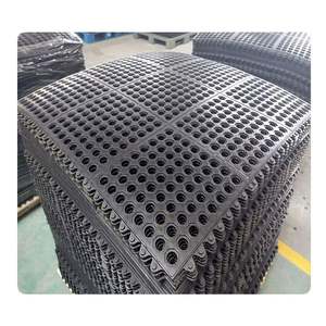 3' X 3' <b>Rubber</b> Drainage Mat Modular Interlocking Design Anti Slip Surface Black - Product Image 1