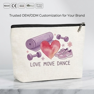 Borsa per il Trucco da Ginnastica - Leggera in Poliestere con Design PEACE LOVE GYMNASTICS, Regalo Ispirazionale per Allenatrici e Atlete - Product Image 1