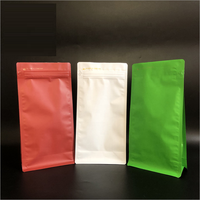 Bolsa vertical de plástico para café de diseño reutilizable, válvula cuadrada de fondo plano, bolsas de café de embalaje negro mate