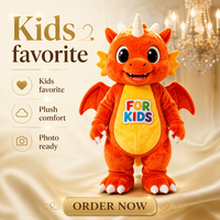 Costume de mascotte Leehom, marque OEM, personnalisé, dessin animé, animal, dragon orange, dinosaure, coque intérieure en mousse EVA, adulte, unisexe, pour artiste