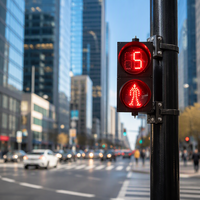Boîtier PC 700 mm H Rouge Vert Feu de signalisation piétonnier LED 2-en-1 avec panneau de compte à rebours Protection IP53 Visibilité 300 m