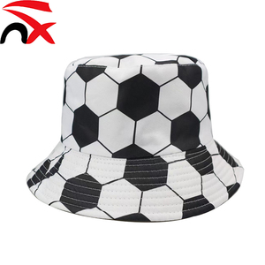 Wholesale Football Patterned Fisherman Hat Fashionable Full Print Double-sided Basin Hat for Outdoor Activities