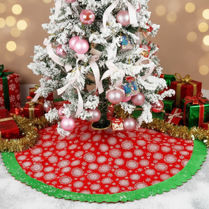 Tappetino per Albero <span class=keywords><strong>di</strong></span> <span class=keywords><strong>Natale</strong></span> 39 Pollici Personalizzato con Stampa <span class=keywords><strong>di</strong></span> Fiocchi <span class=keywords><strong>di</strong></span> Neve e Stelle in Flanella - Product Image 2