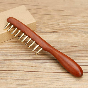 Offre Spéciale cuivre épaissi large dents peigne bois de santal coussin d'<span class=keywords><strong>air</strong></span> cuir chevelu méridien Massage masseur facial pour la Relaxation du corps - Product Image 2