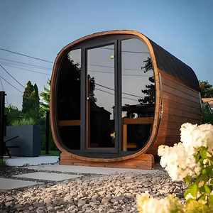 Salle de sauna sec extérieur en cèdre rouge moderne Boyce nouvelle <span class=keywords><strong>cabane</strong></span> cylindrique en bois massif pour villas <span class=keywords><strong>cabane</strong></span> de sauna infrarouge - Product Image 5