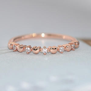 แหวนขนาดเล็กชุบทอง14K ของผู้หญิงคลาสสิกแหวนเพชรสวิสสีโรสโกลด์ผสมกับ R157-M หินเพทาย - Product Image 6