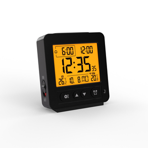 Đôi báo động đài phát thanh đồng hồ với hiển thị kỹ thuật số trong nhà Nhiệt kế ngoài trời cho văn phòng sử dụng cho bàn bảng phòng ngủ mẫu miễn phí - Product Image 3