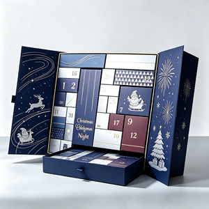 <b>Christmas</b> Advent Calendar Paper <b>Box</b> Foldable Gift Packaging Drawer Storage <b>Box</b> Holiday Retail Display - Product Image 4