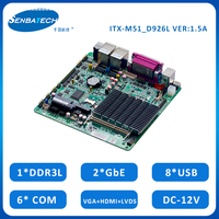 Placa base Mini Itx J1900 17x17cm SATA2.0 MSATA 8USB 6COM SIM LPT PS2 12V GPIO Dual Lan de baja potencia