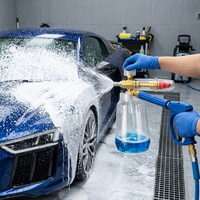 Новая прозрачная пенная насадка для мойки автомобилей с латунным сердечником, регулируемая, с быстрым соединением, для моек высокого давления, бутылка-распылитель пены