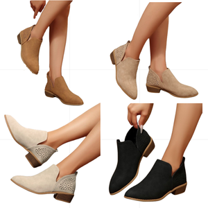 Bottes à lacets pour femmes en tricot bon marché en gros, semelle en caoutchouc solide, automne-hiver, usine de chaussures à bout pointu de haute qualité - Product Image 1