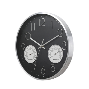 Reloj de pared de metal negro para el hogar, de 14 pulgadas, con termómetro y medidor de humedad, para la cocina, decoración de pared. - Product Image 2