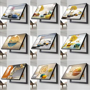 Wholesale low price crystal porcelain PS aluminum frames canvas electric meter box decorative art home decor wall painting