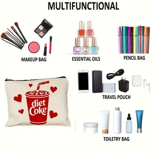 <strong>Diet</strong> <strong>Coke</strong> Print Cosmetic Bag Heart Pattern Makeup Storage Bag Travel Toiletry Bag for Women - Product Image 5