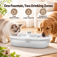 Fontaine à eau intelligente double pour animaux de compagnie, compatible CE FCC RoHS, OEM ODM, pour maisons multi-chats et multi-animaux, contrôle par application, capacité 4L