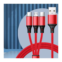 Teléfono caliente Nylon trenzado 6 pies 10 pies 3 en 1 Cable cargador USB OEM/ODM Universal 3 en 1 cables de datos con adaptador de Puerto Micro USB cable