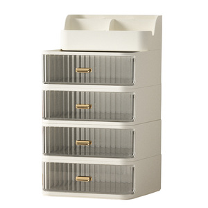 Boîte de rangement cosmétique avec tiroirs, organiseur de maquillage anti-poussière pour rouges à lèvres, produits de soin de la peau, organiseur de beauté de bureau - Product Image 5