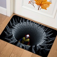 Tapis de porte 3D à illusion optique, thème Halloween, motif Clown, antidérapant, antistatique, lavable en machine, épaisseur 0,4 cm - Le Choix N°1