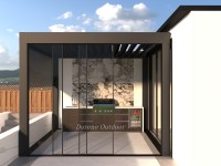 Modules de cuisine extérieure, unités de cuisson extensibles avec joints à clipser, ouvertures prédécoupées pour appareils électroménagers, idéales pour les configurations de jardin en évolution