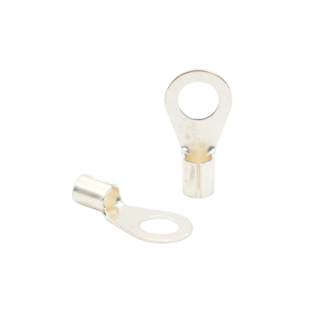 RNB Non-Insulated Ring Terminals, 24-8 AWG Tinned Copper Wire Lugs, Brass Connectors for Electrical Applications